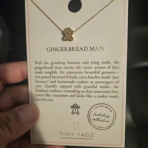 Tiny Tags Gingerbread Man Necklace - Gold Tone